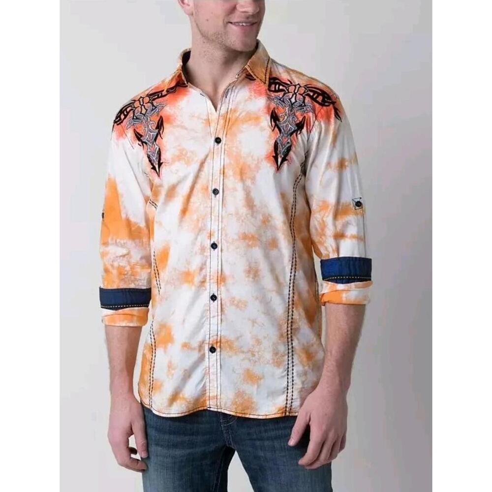 Roar Dynamic Signature Edition Long Sleeve Shirt Size M Orange Embroidered  #C